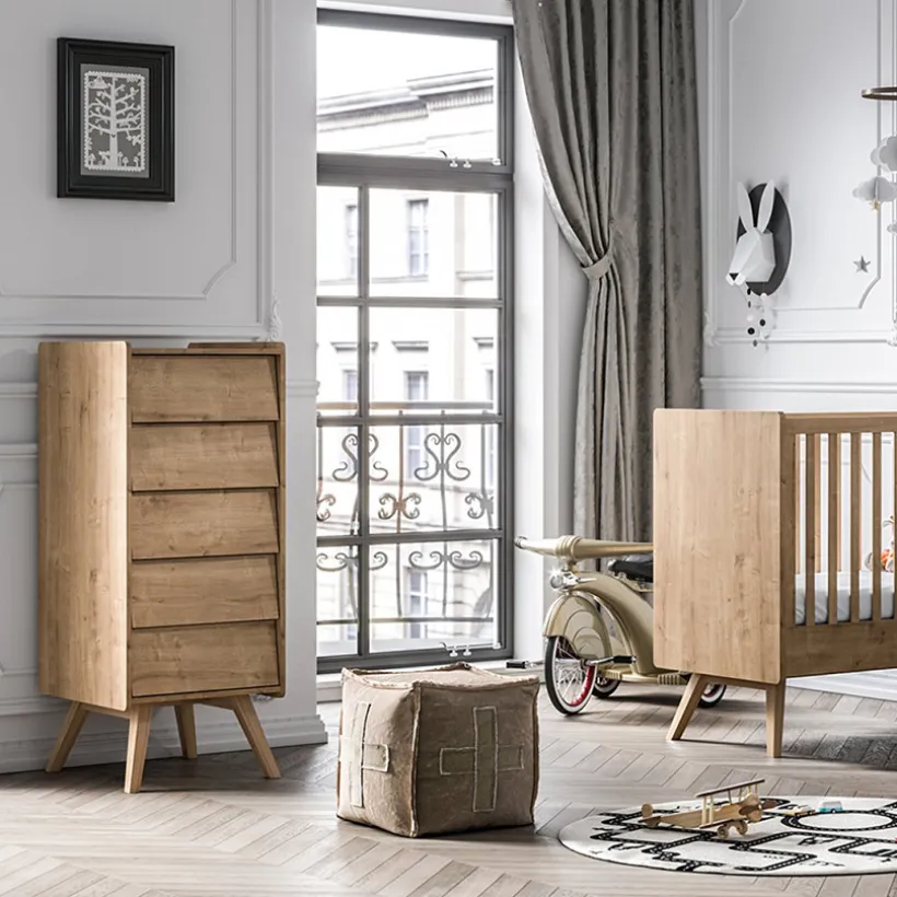 Hoge Ladekast Vintage - Eik