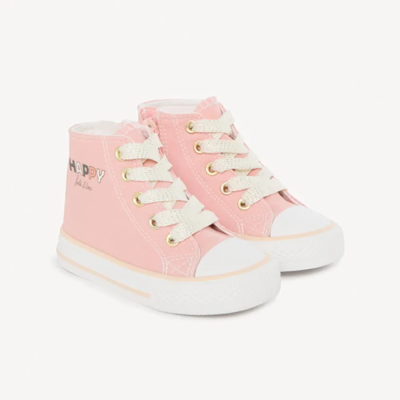 Hoge sneakers met rits en bedrukt canvas voor meisjesbaby's