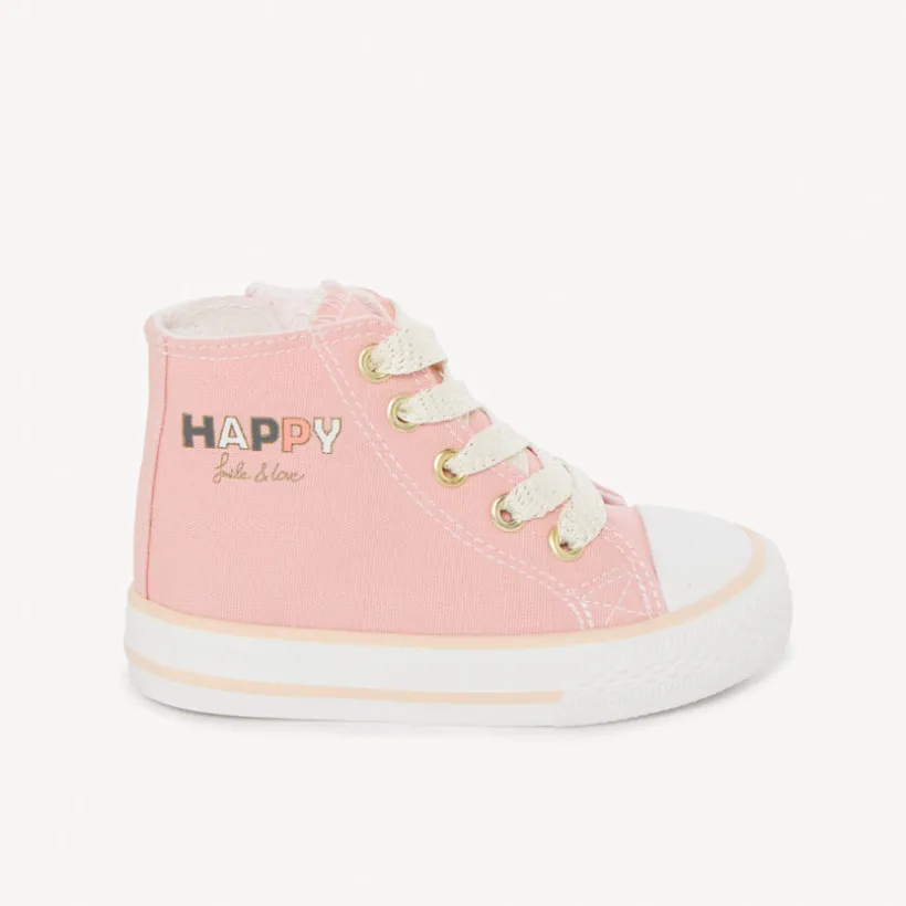 Hoge sneakers met rits en bedrukt canvas voor meisjesbaby's