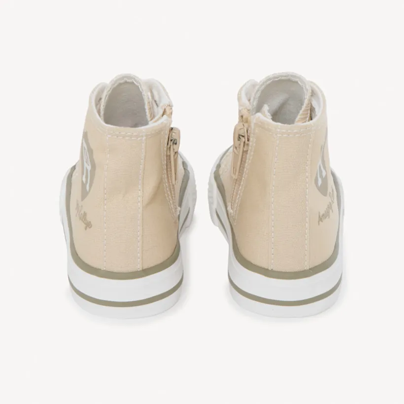 Hoge sneakers met rits in canvas met wapenprint voor babyjongen