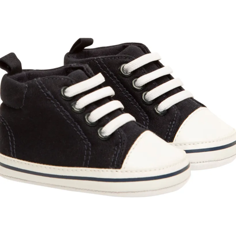 Hoge sneakers met veters van stof voor baby jongen
