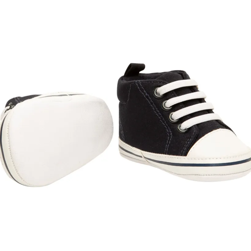 Hoge sneakers met veters van stof voor baby jongen