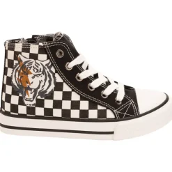 Hoge sneakers van stof met ruitpatroon en ritssluiting voor babyjongens