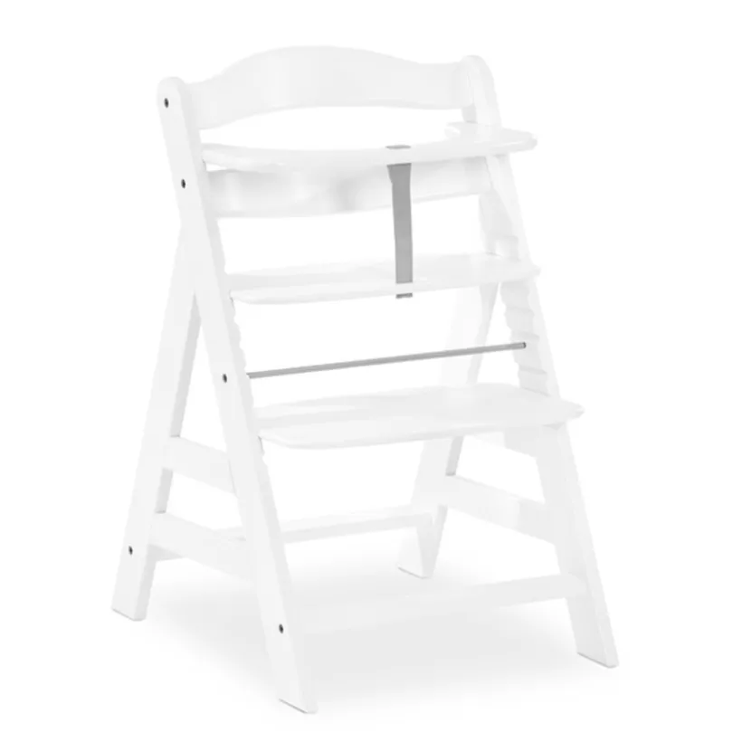 Hoge stoel Alpha + evolutief Europees beukenhout uit FSC®- Wit