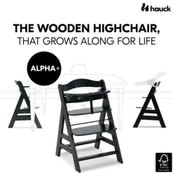Hoge stoel meegroeiend Alpha+ Hout Zwart
