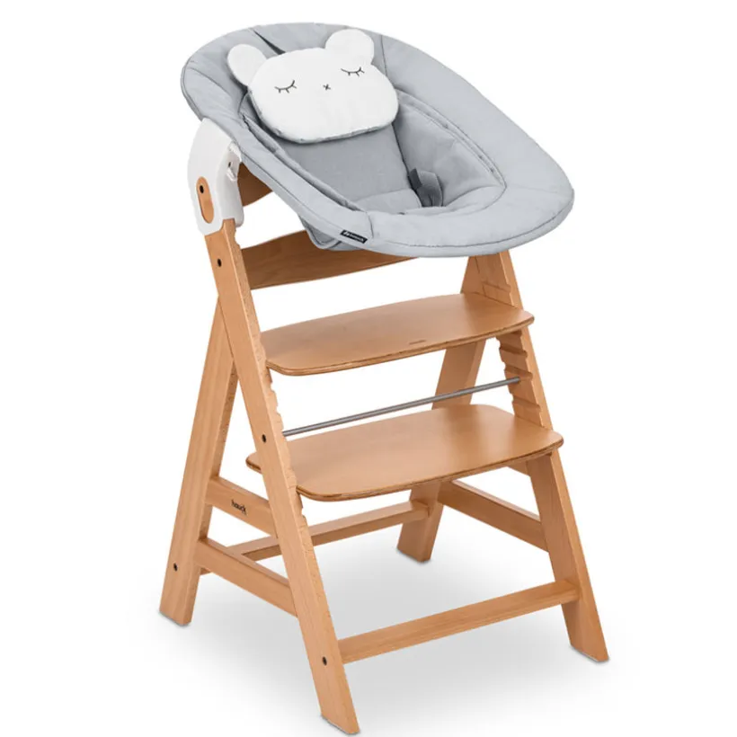 Hoge stoel meegroeiend Alpha+ & Alpha Newborn Natuur/Grey