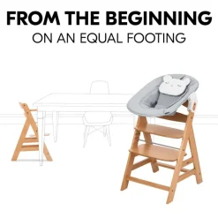 Hoge stoel meegroeiend Alpha+ & Alpha Newborn Natuur/Grey