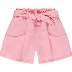 Hoge taille twill short met strikceintuur meisjes