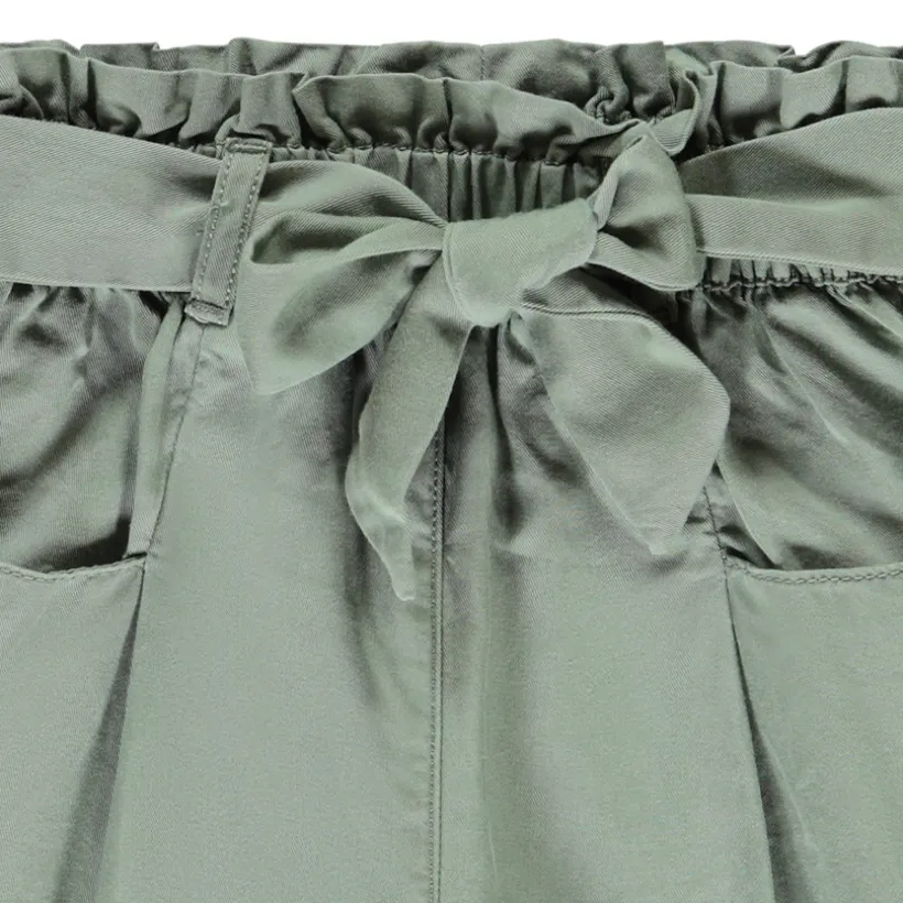 Hoge taille twill short met strikceintuur meisjes