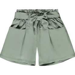 Hoge taille twill short met strikceintuur meisjes