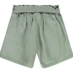 Hoge taille twill short met strikceintuur meisjes