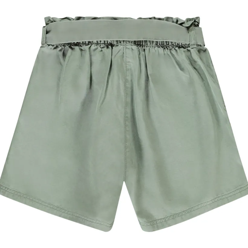 Hoge taille twill short met strikceintuur meisjes