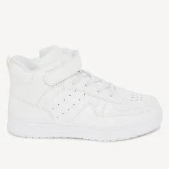 Hoge witte sneakers jongens met klittenband en elastische veters