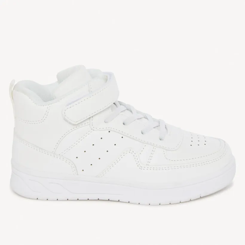 Hoge witte sneakers jongens met klittenband en elastische veters