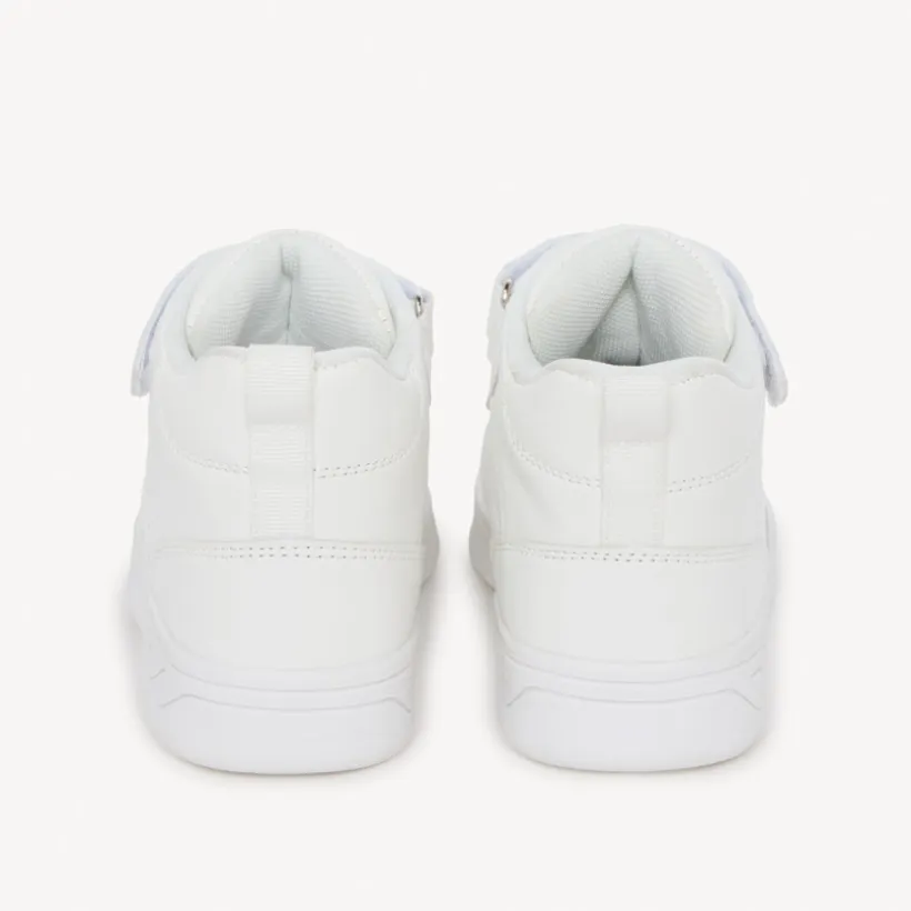 Hoge witte sneakers jongens met klittenband en elastische veters