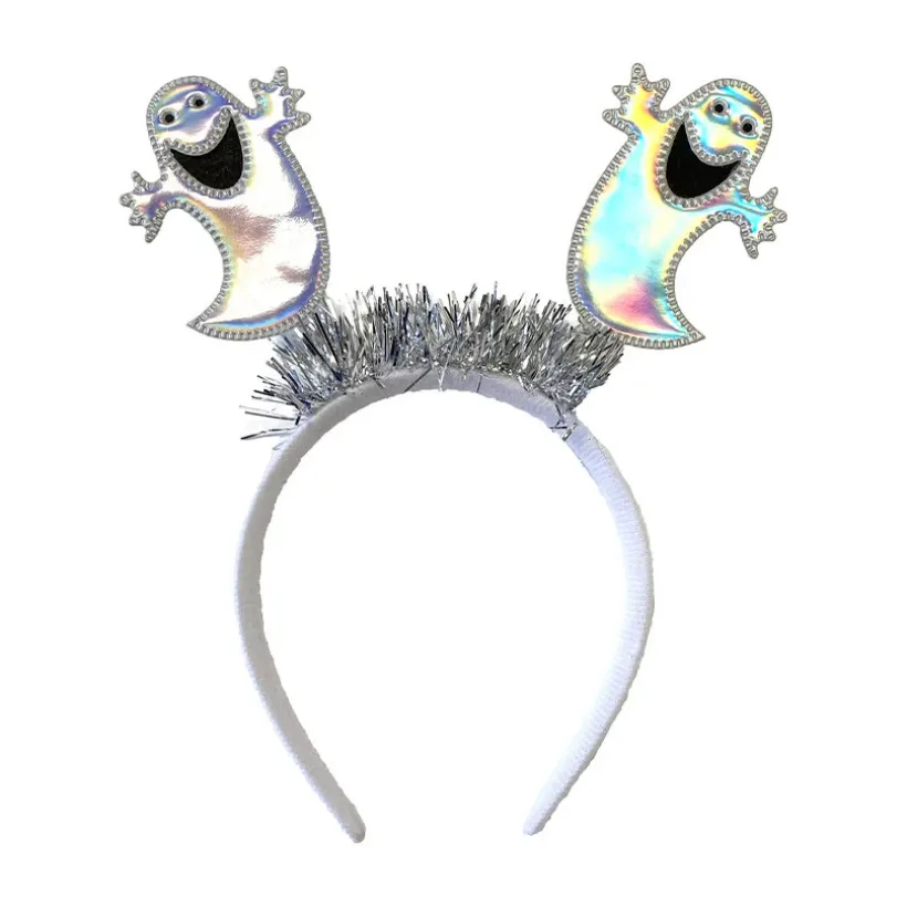 hoofdband met spookjes op veer en zilverkleurige slinger