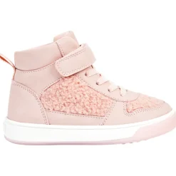 Hoogtop sneakers met roze moumoutte, veters en velcro meisjes