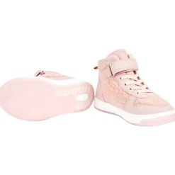 Hoogtop sneakers met roze moumoutte, veters en velcro meisjes