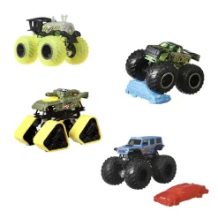 Hot Wheels Monster Trucks metalen voertuig 1:64 met verpletterde auto, willekeurig model