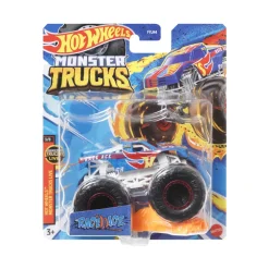 Hot Wheels Monster Trucks metalen voertuig 1:64 met verpletterde auto, willekeurig model
