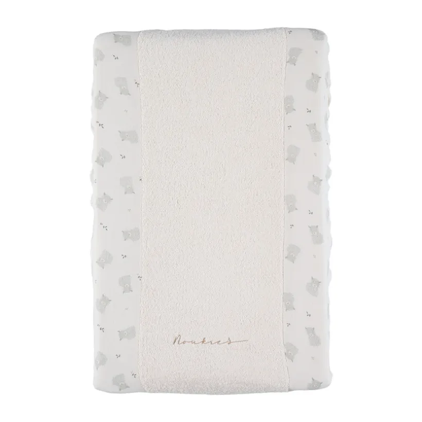 Housse de matelas à langer imprimé Fluffy écru