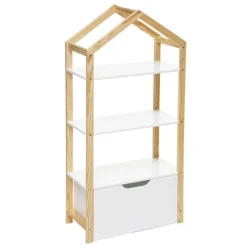 Houten boekenkast in huisvorm wit