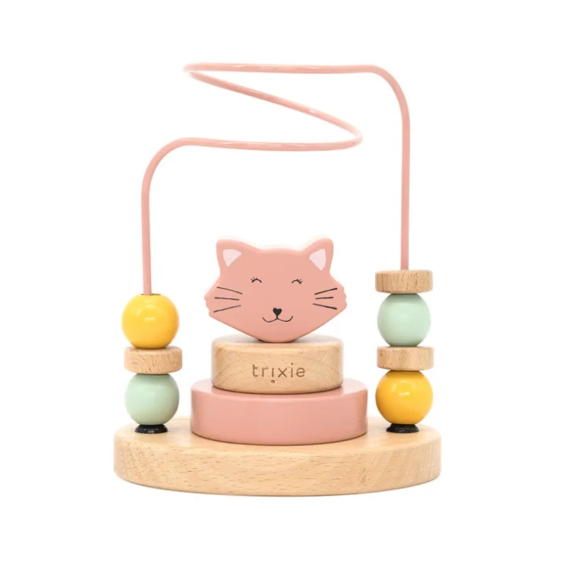 Houten kralenlabyrint Mrs Cat