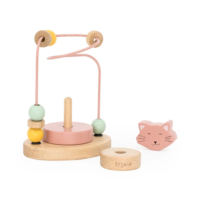 Houten kralenlabyrint Mrs Cat