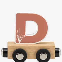 Houten letter D met magneten voor kleurrijke treindecoratie