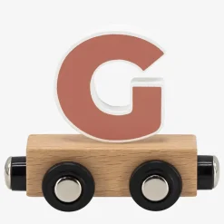 Houten letter G met magneten voor kleurrijke trein