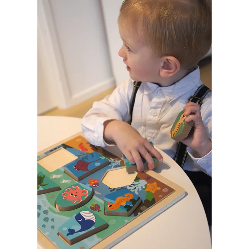 Houten puzzel met Dieren 7STKS 12M+