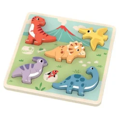 Houten puzzel met dinosaurussen 5STKS 18M+