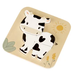 Houten puzzel met 4 stukken - Koe