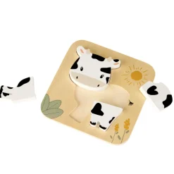 Houten puzzel met 4 stukken - Koe