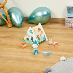 Houten vormendoos Pure met dierenfiguren en 6 vormen om in te steken