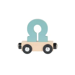 Houten wagen met de letter "OMEGA" - blauw
