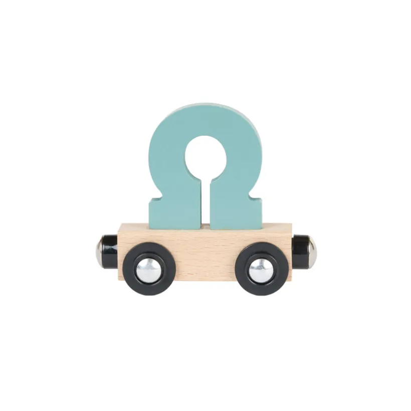Houten wagen met de letter "OMEGA" - blauw
