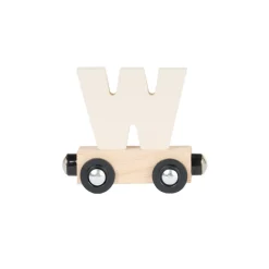 Houten wagen met de letter "W" - wit