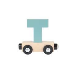Houten wagon met de letter "T" - groen