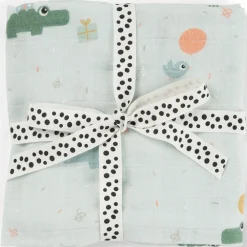 Inbakerdoek in mousseline 120x120cm Celebration Blauw