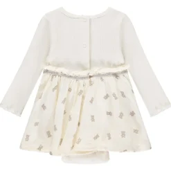 2-in-1 effect jurkbody met beerprint meisjes