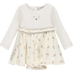 2-in-1 effect jurkbody met beerprint meisjes