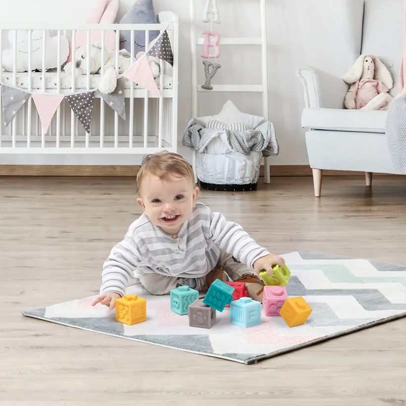 In elkaar passende flexibele sensorische kubussen - 9 stuks