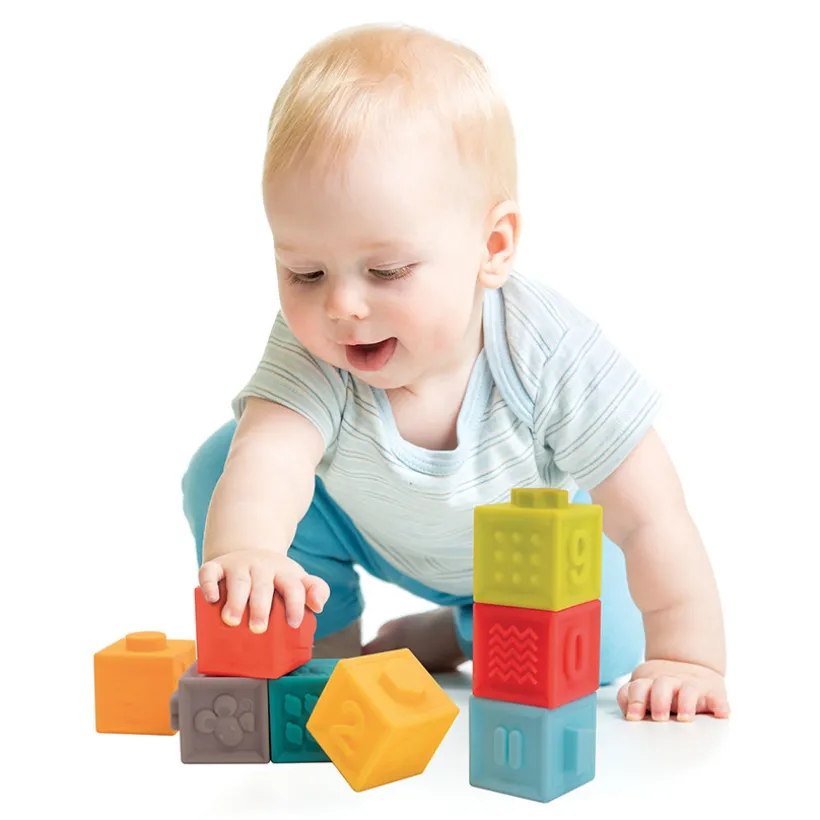 In elkaar passende flexibele sensorische kubussen - 9 stuks