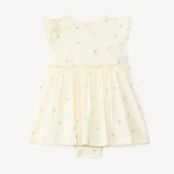 2-in-1 jurk met kreukeffect en fantasieprint voor meisjesbaby