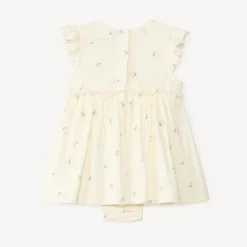 2-in-1 jurk met kreukeffect en fantasieprint voor meisjesbaby