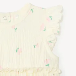 2-in-1 jurk met kreukeffect en fantasieprint voor meisjesbaby