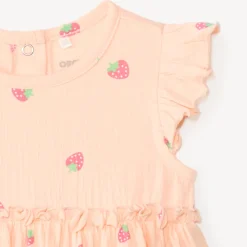 2-in-1 jurk met kreukeffect en fantasieprint voor meisjesbaby