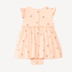 2-in-1 jurk met kreukeffect en fantasieprint voor meisjesbaby