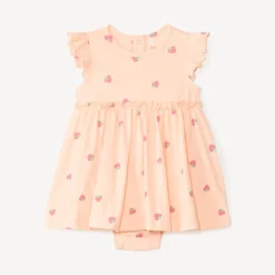 2-in-1 jurk met kreukeffect en fantasieprint voor meisjesbaby